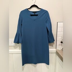 NWOT Banana Republic Blue Sheath Dress V-Neck Bell Sleeve